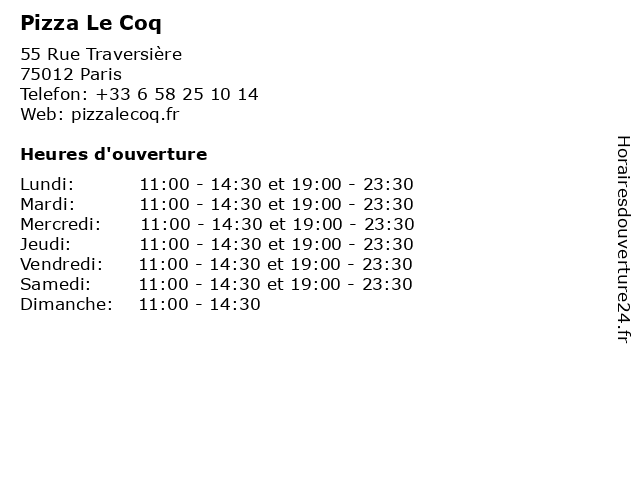 Pizza le coq 75012 sale